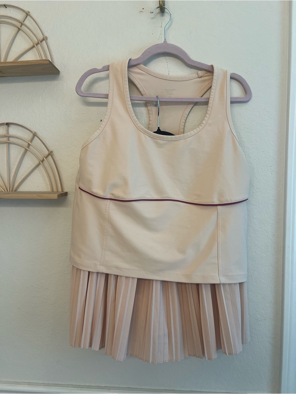 Old Navy Cream Pleated Skirt Set with Pink Trim